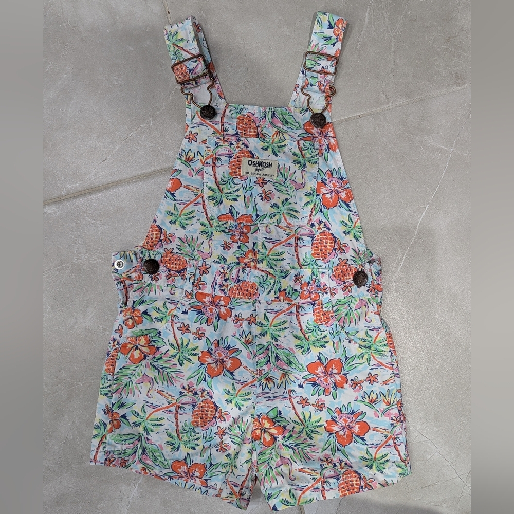 2/$25 OshKosh B'gosh 4T Tropical Pineapple Floral Overall Romper